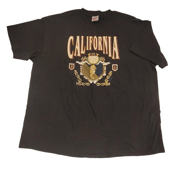 VTG 90s T Shirt XXL Black 2XL Single Stitch California Lazy Guys Club USA Tee - Picture 4 of 9